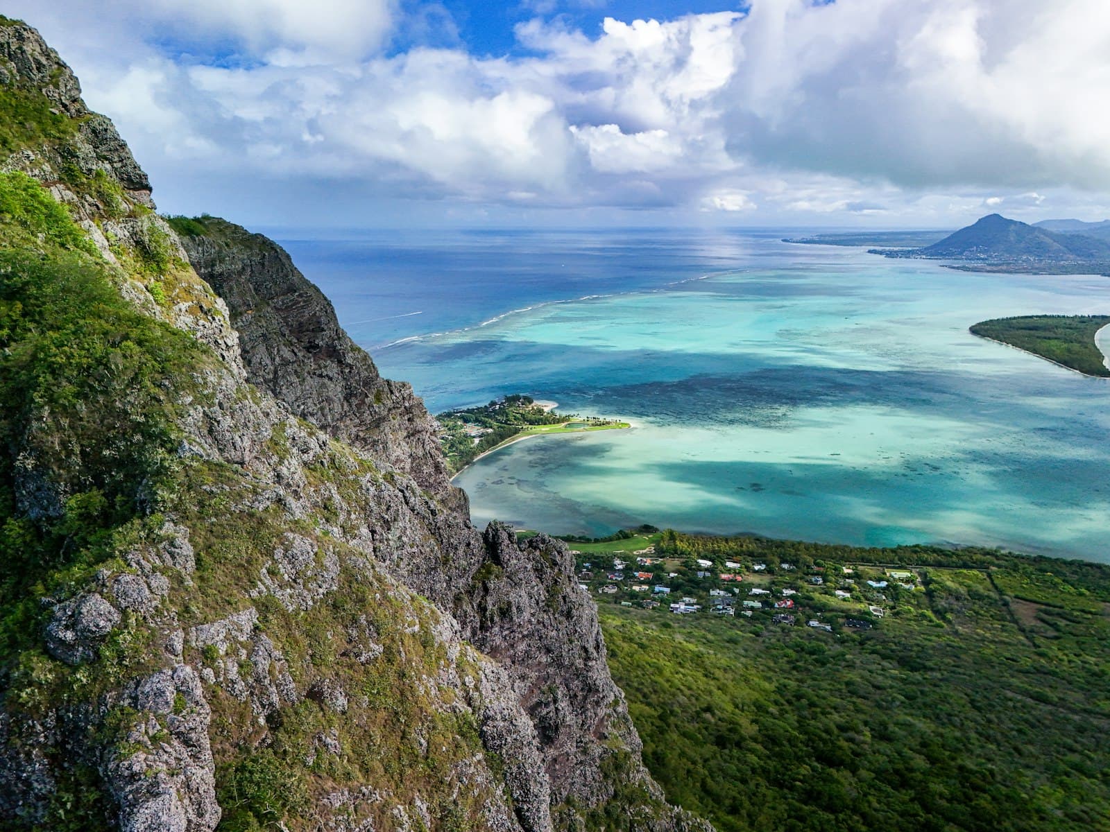 View over the lagoon from the slopes of Le Morne
