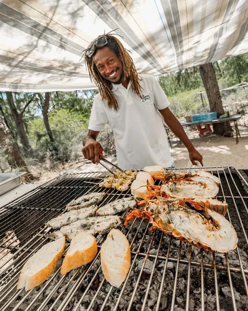 Lunch on the grill at Ile aux Bénitiers, part of a full southwest day