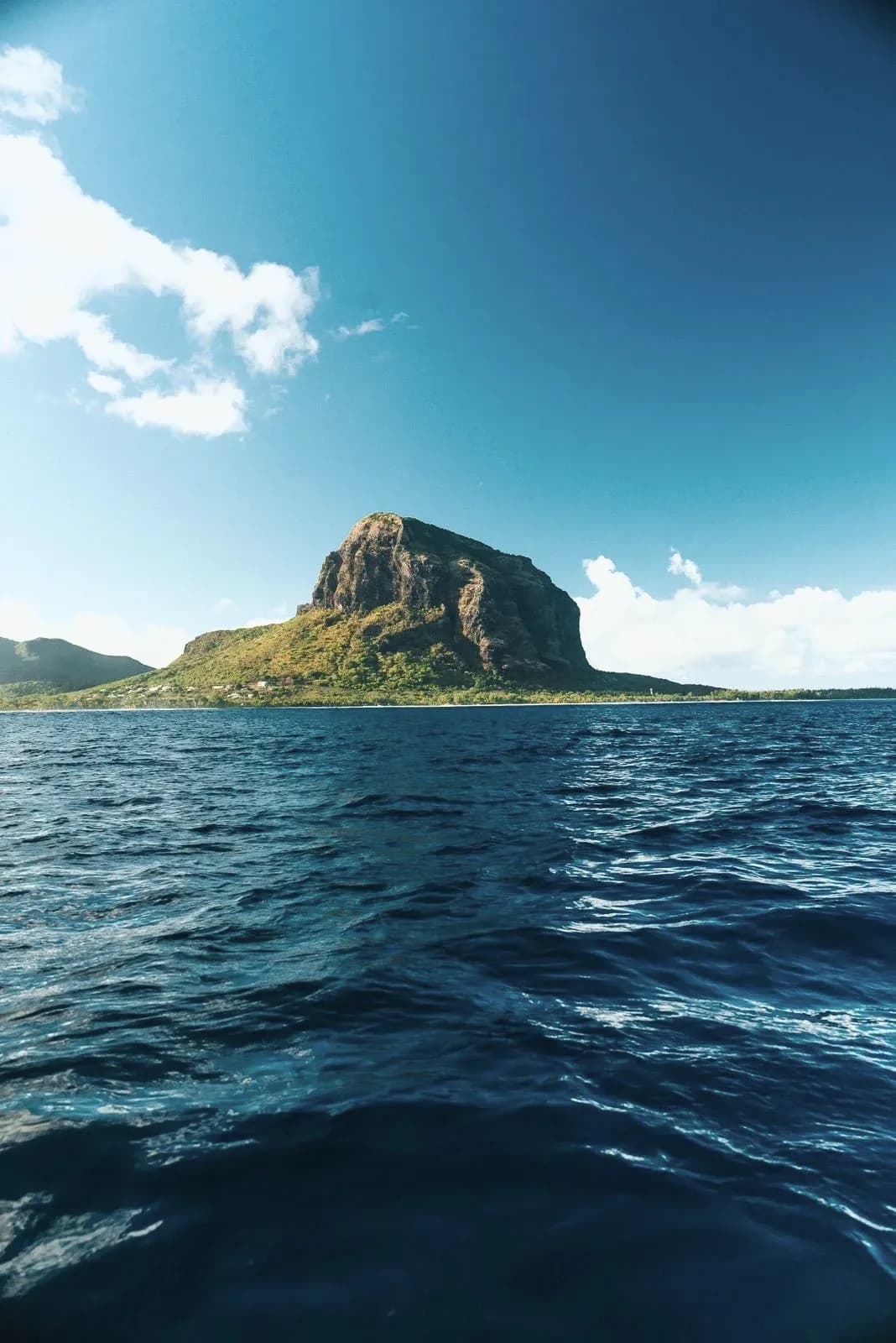 Le Morne Brabant seen across the deep blue sea